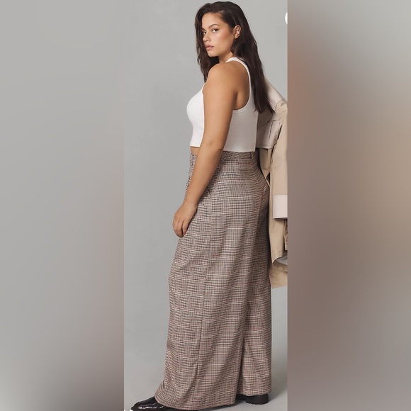 Maeve By Anthropologie The Avery Pleated Wide-Leg Trousers Plaid Edition - Picture 5 of 16